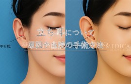 立ち耳について原因や、当院の手術方法と一般的な切開法との比較など詳しくまとめました。
